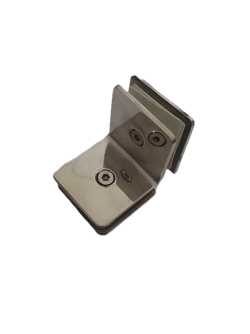 Conector tipo L vidrio-vidrio para mampara inoxidable