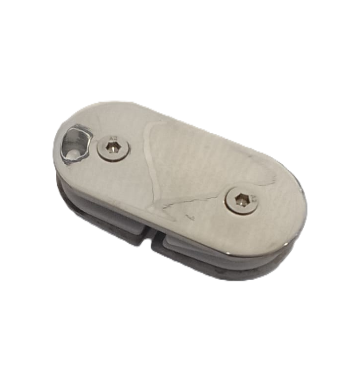 Conector ovalado 180° para mampara inoxidable